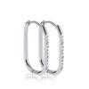 Novos brincos ovais estreitos de aço de titânio linhas minimalistas estilo branco strass brincos de aço inoxidável joias