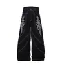 Jeans Reto com Bordado de Pesponto de Nicho Streetwear Americano para Homens e Mulheres Calças Casuais de Perna Larga Streetwear Americano
