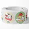Rollo de Pegatinas de Postre de Gato Lindo, 500 Piezas de Pegatinas Decorativas para Diarios y Tarjetas, Rollo Completo de Etiquetas Adhesivas de Dibujos Animados