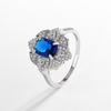 Anel Europeu e Americano de Luxo de Alta Qualidade em Prata de Lei S925 com Zircônia Azul Royal Pétala Cheio de Diamantes Anel Feminino Elegante de Alta Qualidade