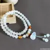Pulsera de Jade Natural Tianshan Qianjingwanma con Colgante de Calabaza Estilo Chino Nuevo, Pulsera Doble Círculo para Mujer al por Mayor