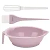 Conjunto de Três Peças de Tintura de Cabelo com Múltiplos Estilos, Tigela de Óleo para Cuidados com o Cabelo Macaron, Misturador com Base Antiderrapante, Conjunto de Pincéis para Misturar Cor de Tintura de Cabelo