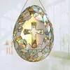 Nuevo Llavero Colgante para Mochila de Acrílico Plano con Huevo de Color Exquisito, Colgante Creativo, Cruz de Pascua Transfronteriza