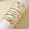 Moda Retro Transfronteriza Europea y Americana Pulseras en Capas Exageradas Geométricas Simples Patrón de Olas Flor Abierta Lisas