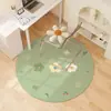 Alfombra de suelo redonda de cuero de lujo ligero, borrable, lavable, PVC impermeable, a prueba de aceite, antideslizante, para pie, cesta colgante, alfombra de dormitorio, sala de estar