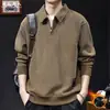 Moletom Masculino de Pelúcia de Algodão Europeu com Zíper e Gola Lapela Outono 2026 Novo Primavera e Outono Solto Tamanho Plus Roupas Casuais de Alta Qualidade
