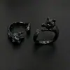 Anillo de gato negro vintage estilo étnico desgastado que concede deseos para mujer, ajustable, compacto y exquisito, nuevo anillo nacional de estilo chino