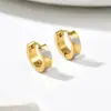 Aretes Tejidos de Dos Tonos de Acero de Titanio Estilo Europeo y Americano Dorados para Mujer, Versátiles Simples y de Moda Venta al por Mayor