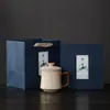 Taza de Té de Cerámica Ruyao Taza de Té de Oficina Taza Personal de Cerámica de Alta Gama con Tapa Taza Mug