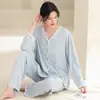 Conjunto Casual Cómodo de Pijama para Mujer de Modal Manga Larga 2026 Otoño Delgado Talla Grande Holgado Seda de Hielo Ropa de Casa