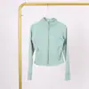 Jaqueta Lulu Df Curta com Gola Alta e Etiqueta, Em Estoque Entrega Direta, Jaqueta Elástica com Zíper Dourado, Roupa para Fitness e Yoga