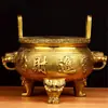Ornamentos de Forno de Incenso de Latão Forno de Incenso de Três Pés com Orelhas de Leão Tamanho Grande e Pequeno Forno de Latão Artesanal
