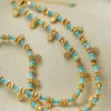 Collar, pulsera, colgante de flor pequeña azul turquesa metálico de dopamina fresco y dulce, cadena para clavícula de estilo nicho suave para mujer