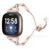 Pulseira universal de aço inoxidável para pulseira de relógio Fitbit versa3/sense em forma de leque com diamante