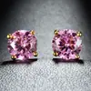 Pendientes de Cristal de Zirconia Blanca Redonda con Garras Cuatro, Explosiones Blancas K Blancas de Shein Transfronterizos para Mujer, 8 mm, Joyería de Oreja Simple de Moda Versátil