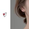 Love Rocky s925 Prata Japonês Doce Amor Fivela de Orelha Feminino Temperamento Compacto Vermelho Brincos de Argola em Forma de Coração G7542