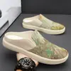 Sapatos masculinos de lona, slip-ons respiráveis de verão, sapatos casuais simples e leves, tênis sem calcanhar, mules, sapatos da moda