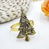 Anillos de servilleta navideños de moda transfronterizos de comercio exterior europeos y americanos, anillos de servilleta de árbol de Navidad con pedrería, fabricante de clips para servilletas de árbol de Navidad