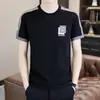 Nueva Camiseta de Manga Corta para Hombre Verano 2026, Casual de Moda Cuello Redondo, Transpirable Delgada de Seda de Hielo para Hombre, Blanca