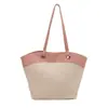Bolso de Hombro Casual de Gran Capacidad Tejido con Empalmes Verano 2025 Paja Vacaciones en la Costa Playa Grande y Pequeño para Viajes