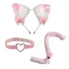 Orejas de gato Campana Accesorios para el cabello Cos diadema de pelo de gato collar traje de cola de gato Accesorios para diadema de fiesta de Halloween