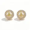 Moda Retro Europeia e Americana Simples Brincos Redondos de Zircônia Rainha Mãe Exquisite Elegante Design Versátil Brincos Super Brilhantes