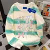 Camiseta de Manga Larga Tie-Dye Estilo Coreano Versátil Ambiente de Estudiante Perezoso para Mujer Otoño Algodón Grueso Diseño Versátil Top