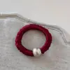Diadema de Seda de Leche, Simple y Versátil, Diadema con Cuentas de Concha, Cuerda para el Cabello de Alta Elasticidad y Duradera, Cuerda para Moño de Bola, Goma Elástica