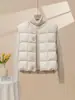 Moda a Cuadros para Mujer de Lujo Ligero Transfronterizo Europeo Chaleco Cálido de Plumón Corto con Cuello Redondo 90 Chaqueta de Plumón de Pato Blanco