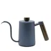 Bule manual para café com balança bico fino boca pequena doméstico com tampa cabo de madeira 400/600 ml bule para café