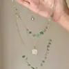 Collar con Etiqueta de Cuentas de Segunda Mano Vintager para Mujer, Accesorios de Cadena para Clavícula Multicapa Estilo Étnico Retro