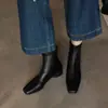 Botas Elásticas Adelgazantes Talla 34 a 42 para Otoño e Invierno, Zapatos de Mujer Versátiles para Viajes Diarios, Punta Cuadrada, Tacón Grueso, Botas de Moda Negras de Comercio Exterior Transfronterizo