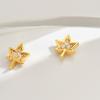 Arce ~ Pendientes de Hoja de Arce Chapados en Plata S925 Oro de 14K para Mujer Mini Exquisitos Versátiles Personalidad Pendientes con Diseño de Diamante