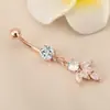 Promoção Quente da Amazon Joias para Body Piercing Anel de Umbigo Cravejado com Diamante Unha de Umbigo Elegante Distintivo Fivela de Umbigo com Borla