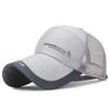 Boné de beisebol com aba longa para verão, protetor solar, masculino, para áreas externas, casual, de rede, fino, respirável, chapéu de verão, atacado
