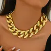 Collar de Cadena Cubana Exagerada Estéreo de Diamantes Completos Estilo Ins Transfronterizo Europeo y Americano para Mujer Collar de Cadena Simple para Clavícula Hip-Hop