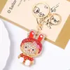 Llavero de Metal con Anillo de Conejo Goteando Aceite Animal del Zodiaco Conejito Pequeño Colgante de Llave con Pedrería Venta Caliente Transfronteriza en Stock