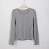 Camiseta interior Feiyuan suave y amigable con la piel, cómoda, corte ajustado para mujer, nueva moda otoño e invierno, versátil, color liso, cuello en U