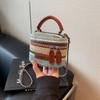 Verano Nuevo Mini Bolso de Cadena Tejido Bolso de Mano para Mujer 2024 Rayas Arcoíris Moda Casual Hombro Cruzado