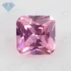 Anillo de circón biselado cuadrado rosa con gema Huagang, superficie AAA, piedra Hao, piedra desnuda, joyería al por mayor con piedra