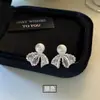 Pendientes de Encaje de Plata S999 con Lazo y Perlas para Mujer, Pendientes de Lujo Ligero de Gama Alta, Pendientes de Diseño Muy Bonitos y Elegantes