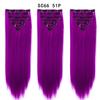 Extensión de cabello sin costuras de color degradado en stock, peluca de siete piezas, pieza de cabello directa, peluca larga y recta de color sólido de fibra química europea y americana