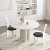 Mesa de Comedor Redonda Moderna Simple Placa de Roca Negra Estilo Francés Medio Nórdico Hogar Mesa de Comedor Silla Lujo Ligero Italiano Estilo Silencioso