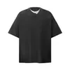 6131 Moda Americana Neutra de Verano de Gama Alta Falso Dos Piezas Diseño Desestructurado Camiseta de Manga Corta Ancha para Hombre