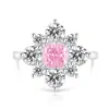 Anillo de Flor de Hielo de Colorido Gema, Corte de Flor de Sol, Diamante de Alto Carbono Súper Brillante, Anillo de Copo de Nieve Chapado en Oro, Envío Directo de Una Pieza