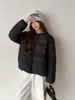 Casaco Puffer Curto Designer Jaqueta de Algodão Feminina 2026 Outono Inverno Quente Emagrecedor Gola Redonda Roupa Exterior Petite Roupas de Algodão Jaqueta de Algodão