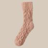 Meias de Lã Coral para Casal Cor Sólida Cano Médio Lã Felpuda por Dentro Meias Grossas Quentes de Inverno à Prova de Frio Meias de Chão para Casa/Dormir