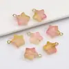 Pingente de Estrela de Cinco Pontas Fresco e Colorido Estilo Coreano com Brincos Pendentes, Pingente de Colar, Joias DIY Feitas à Mão, Acessórios de Material de Vidro