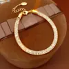 Pulsera de Rejilla Redonda Transfronteriza Europea y Americana con Circonita, Lujo Ligero, Sensación de Alta Gama, Pulsera Versátil, Moda, Única, Joyería de Estilo Minimalista