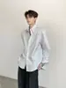 Camisa de Rayas ACE' Diseño Minimalista Vintage de Alta Inteligencia para Hombre, Manga Larga, Única, Rígida, Relajada, Corte Holgado, Camisa de Estilo Urbano